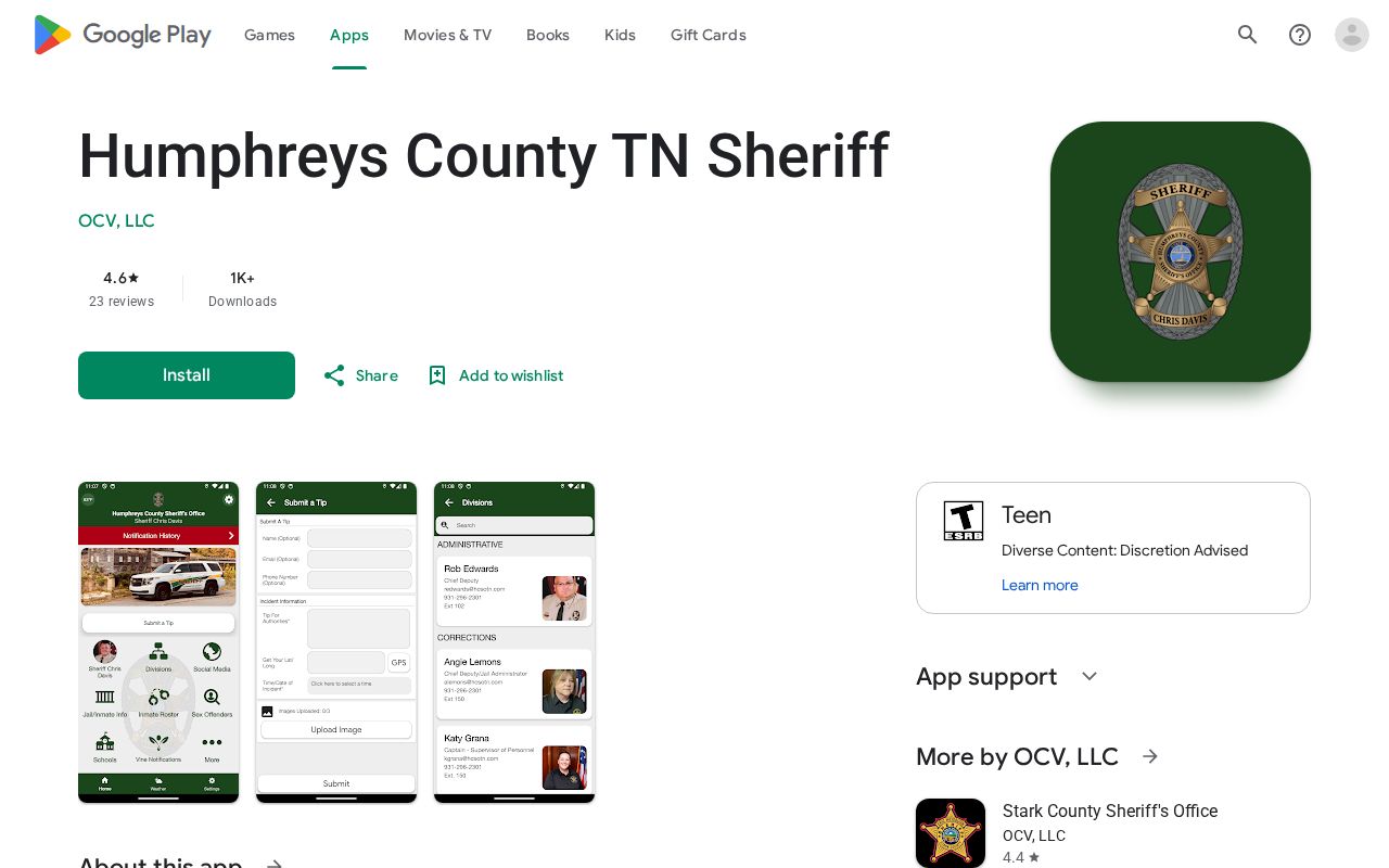 Humphreys County arrest history sheriff Android app