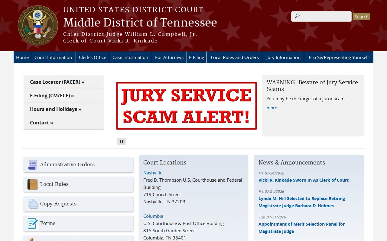 Humphreys County criminal records federal court gateway