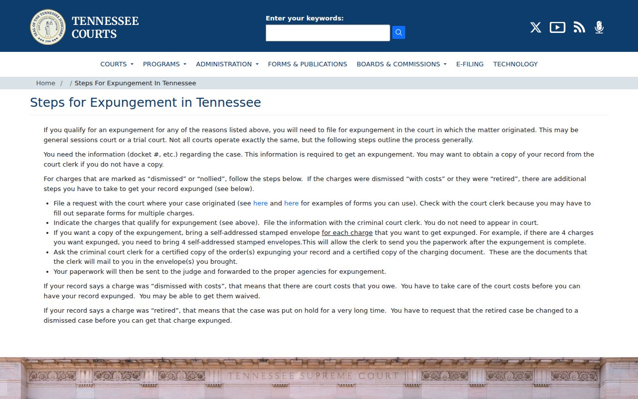 Humphreys County criminal record expungement steps